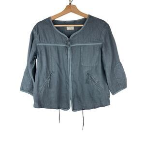 Wrap Women's 6‎ Gray 100% Linen Full Zip 3/4 Sleeve Jacket Designed in London *